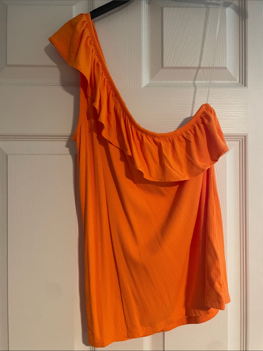 LOFT One-Shoulder Ruffle Dress - Orange - Picture 5 of 5
